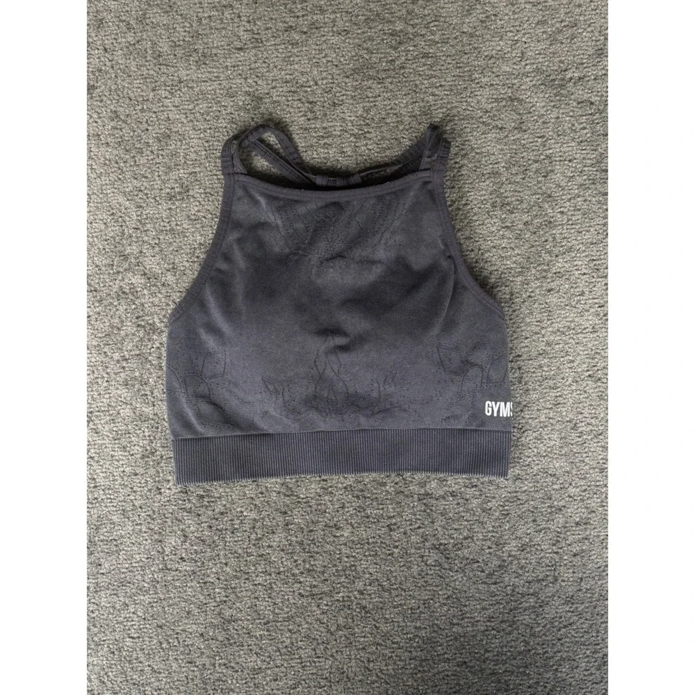 Gymshark‎ Women Charcoal Grey Seamless High Neck Strappy Sports Bra GLSB3685 S